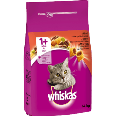Whiskas Πλήρης Ξηρή Τροφή για Γάτα με Μοσχάρι