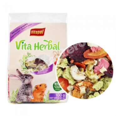 vitapol herbal vegetable patch λιχουδιά με 100% αποξηραμένα φρούτα για κουνέλια και τρωκτικά